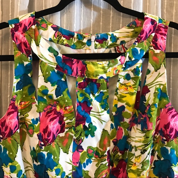 Vintage Floral Print Sleeveless Knee Length A Line Dress - Picture 2 of 7